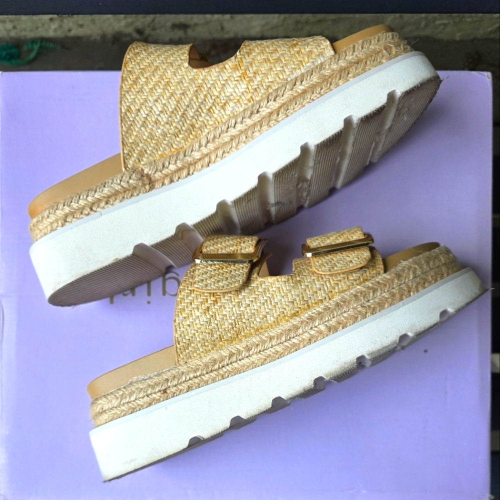 Madden Girl Mythical Slides Double-Buckle Sandals Woven Women's Sz. 6.5 - Picture 4 of 8
